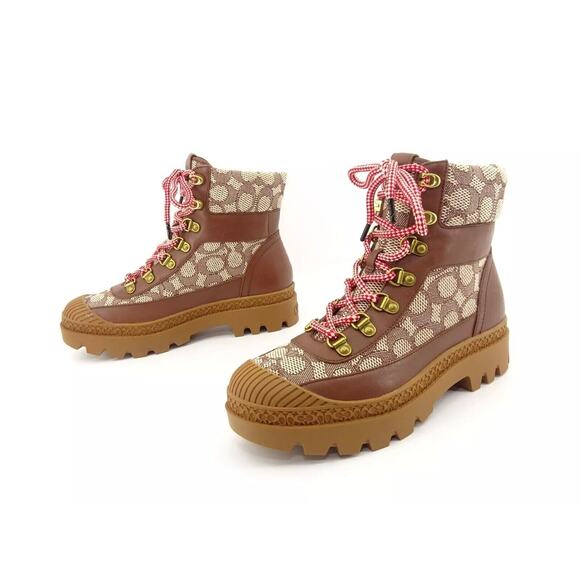 Coach Women's Talia Jacquard Booties, Coco/Maple/Brown Size 6.5M - Picture 4 of 4